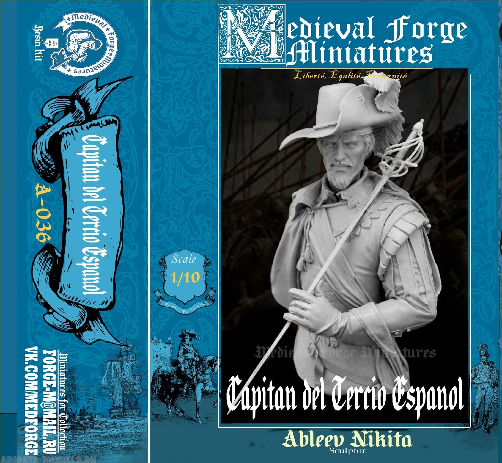 A-036 Фигура Capitan del Tercio Espanol Medieval Forge Miniatures