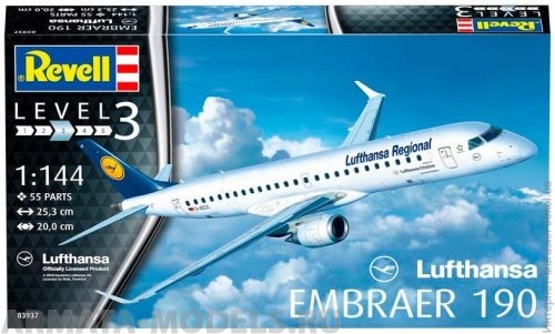 03937 Пассажирский самолет Embraer 190 авиакомпании Lufthansa Revell