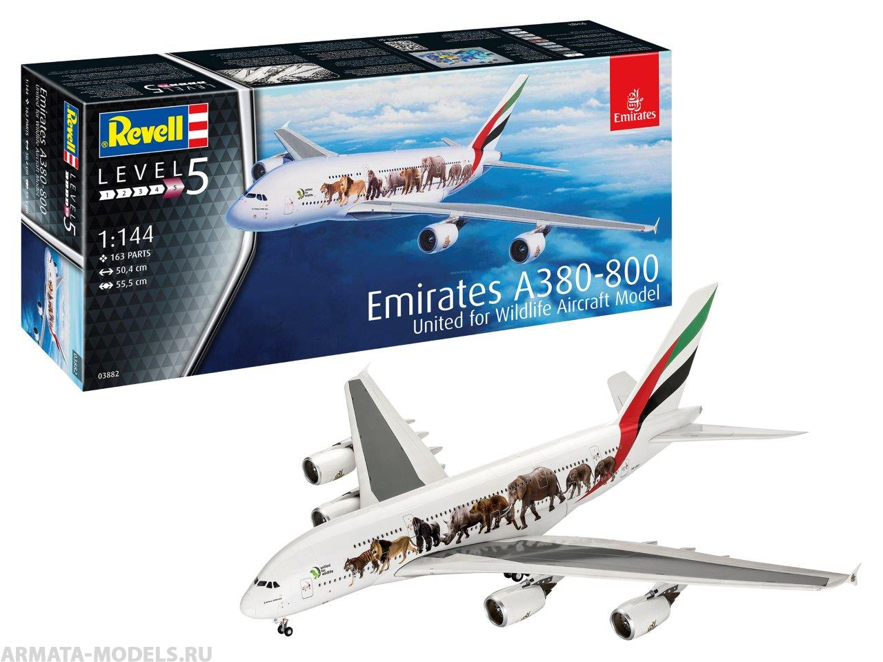 03882RE Самолет Airbus A380-800 Emirates  Wild Life Revell