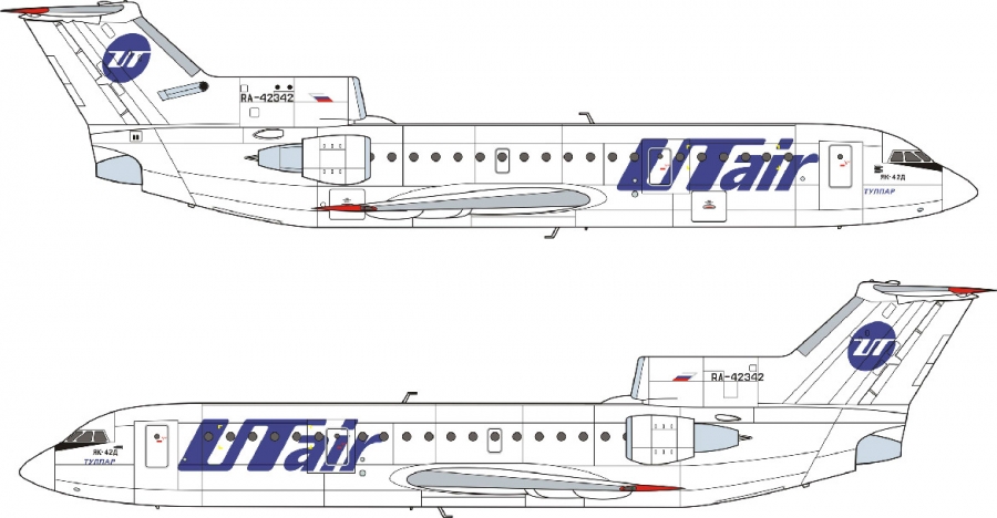 ЕЕ14499 Авиалайнер Як-42 UTair/МЧС Восточный экспресс
