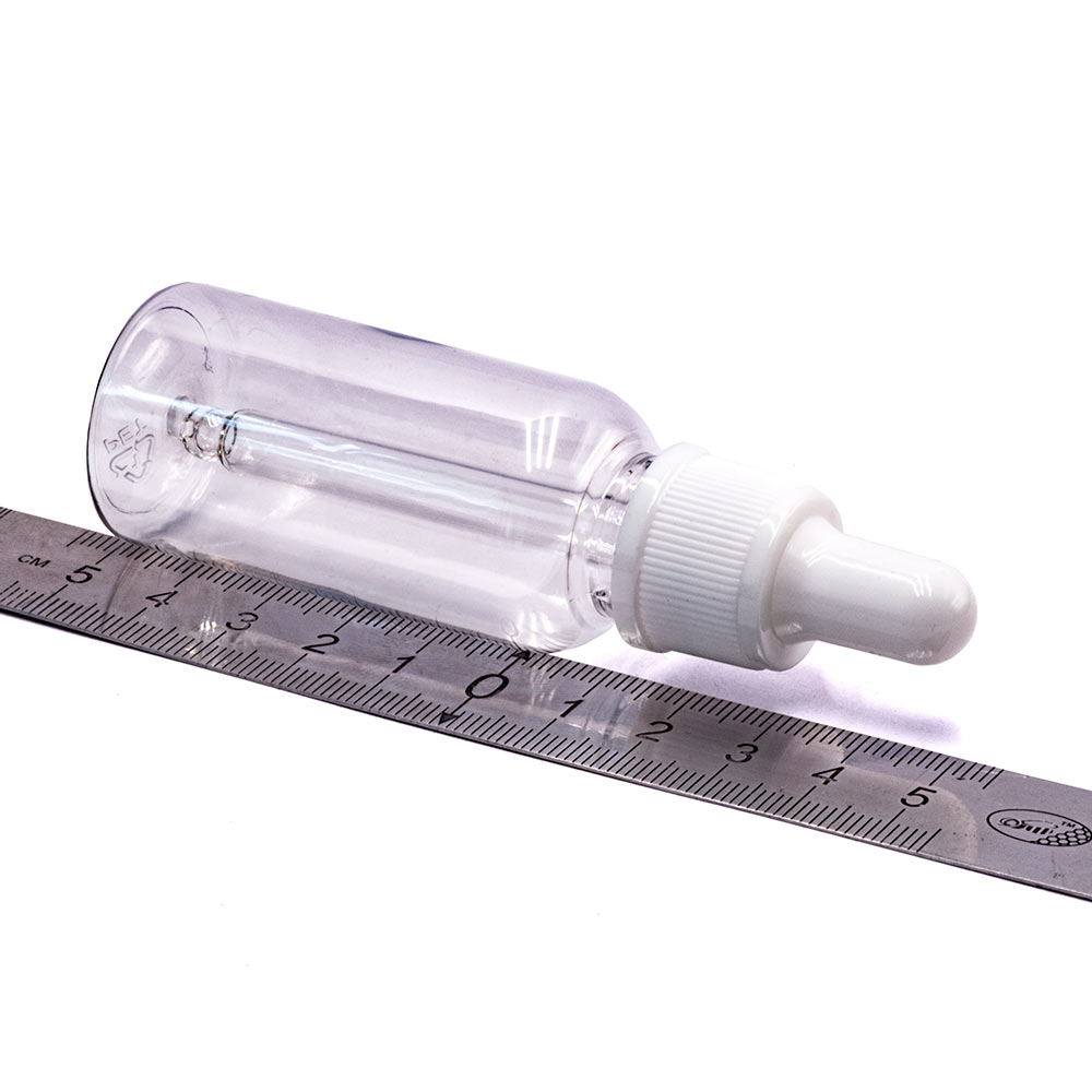 T030MWP Флакон 30мл прозрачный ПЭТ с крышкой-пипеткой