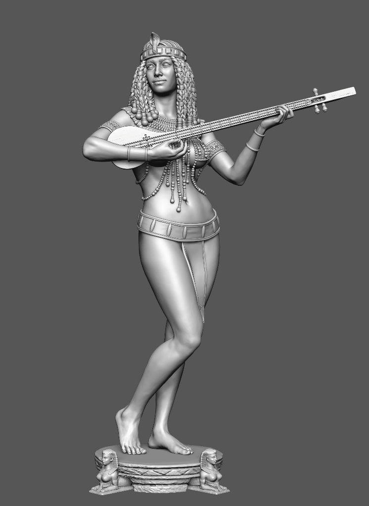 CHM-54323. Девушка-музыкант с лютней, Древний Египет. Материал - смола. Chronos Miniatures