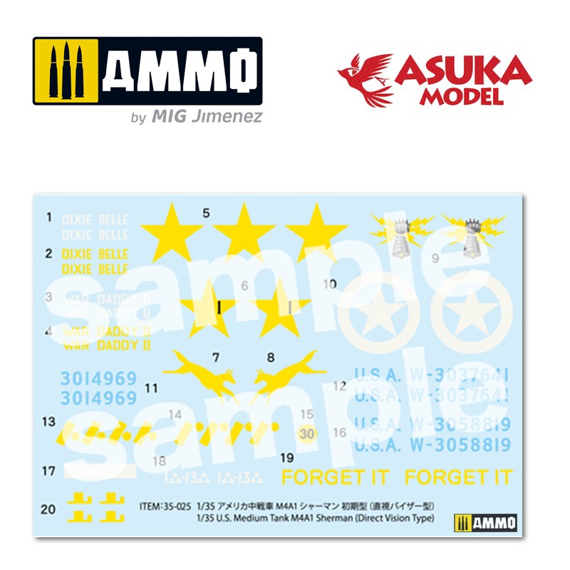 ASUKA35025 Сборная модель SHERMAN M4A1 ASUKA