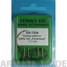 ER-7209 Дополнения для моделей Towing cable for Sd.Kfz. 184 Ferdinand, 1/72 scale. This set consists of 2 lengths of copper cable and 4 identical eyelets .