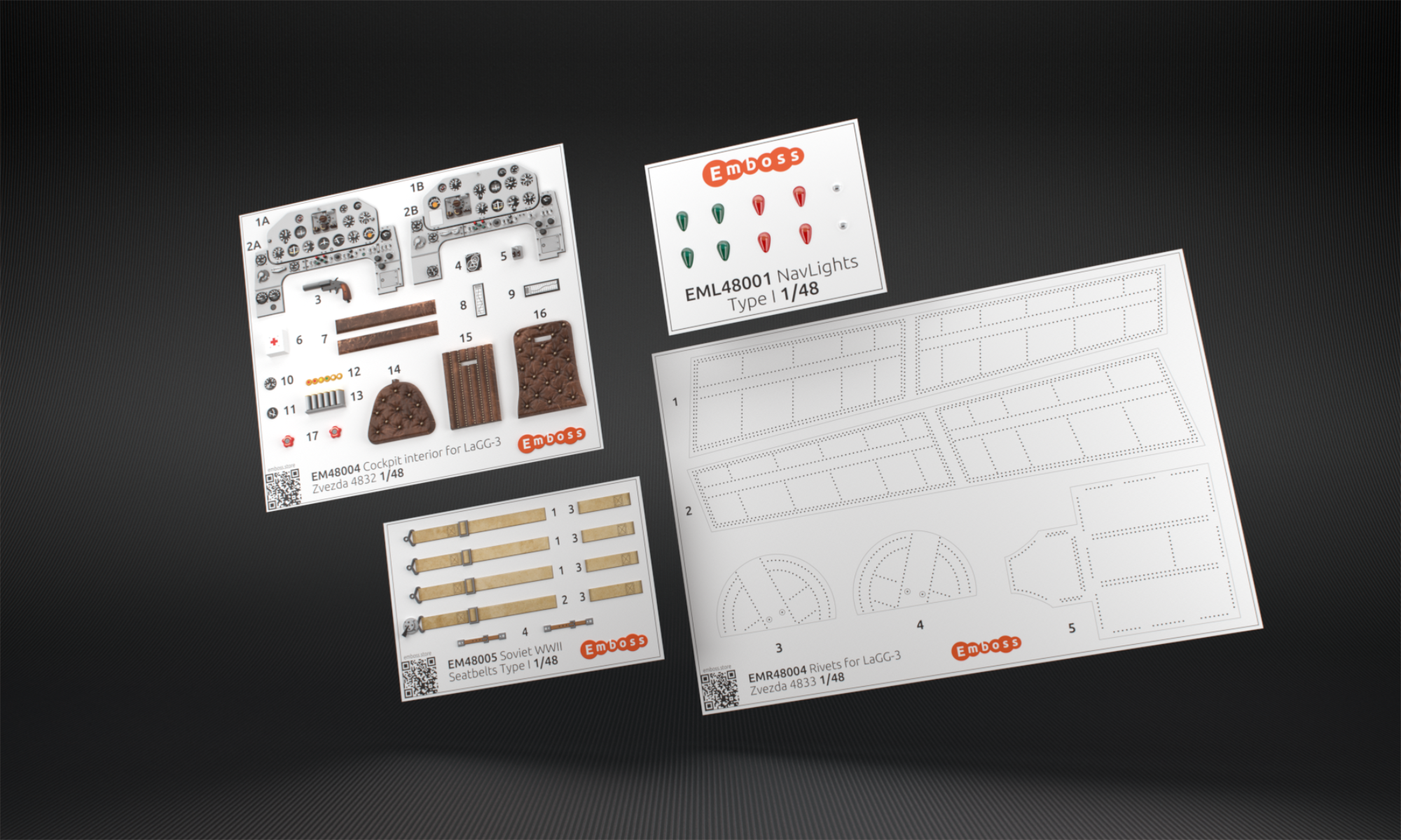 EM48004C Комбо набор ЛаГГ-3 для модели Звезда 4833 1:48 (3D декаль) детали кабины+ заклепки + бано