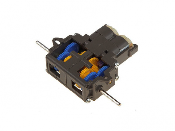 70168T Сборный редуктор с 2 эл.моторами (тип 130), передаточные отношения 12,7:1, 38,2:1, 114,7:1, 344,2:1 (независимое вращение левой и правой осей)