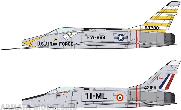 02200 Самолеты North American F-100D Super Sabre Combo (2 x kits) Hasegawa