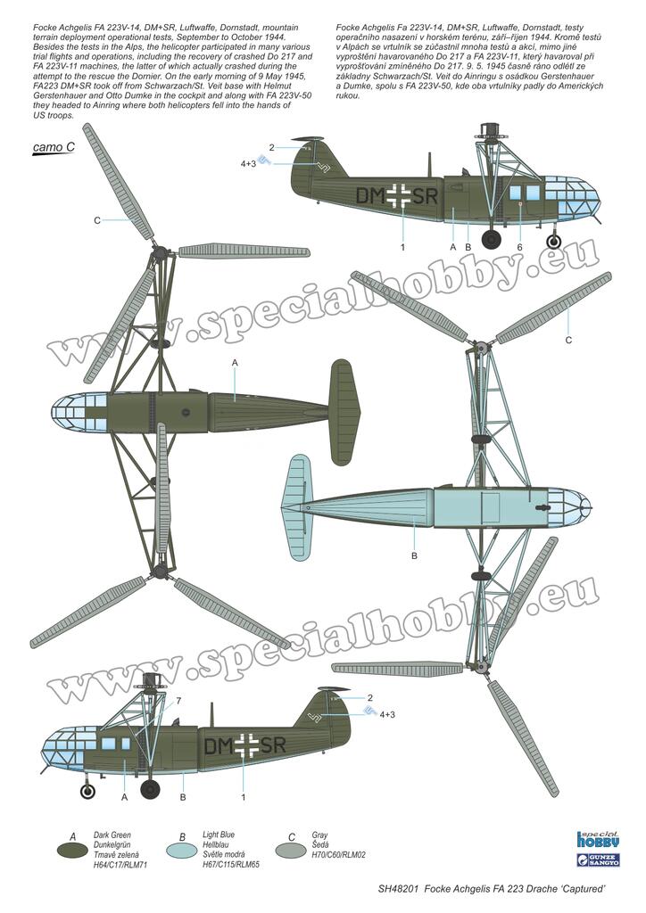 SH48201 Focke Achgelis FA 223 Drache Captured Special Hobby