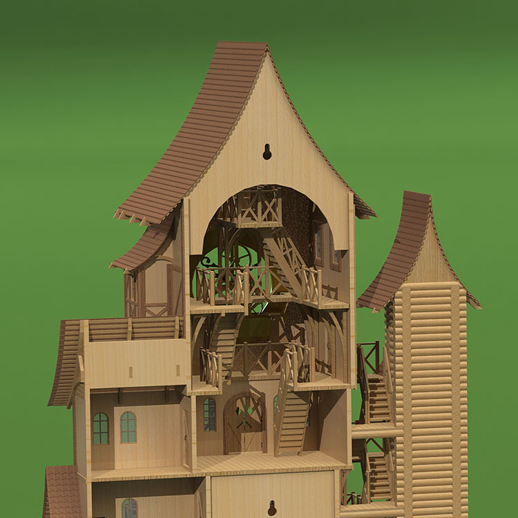 7006 часы деревянные Башня Эльфов сборная модель СВ Модель