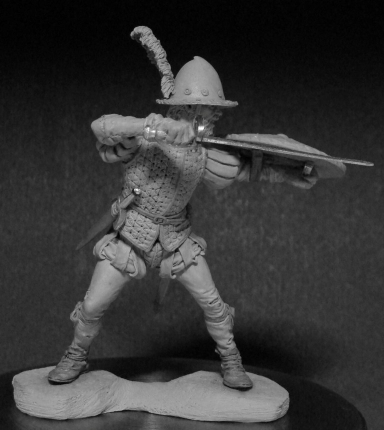 CHM-54270. Испанский пехотинец (рондашьер), 1520-25 гг. 54 мм. Материал - смола. Chronos Miniatures