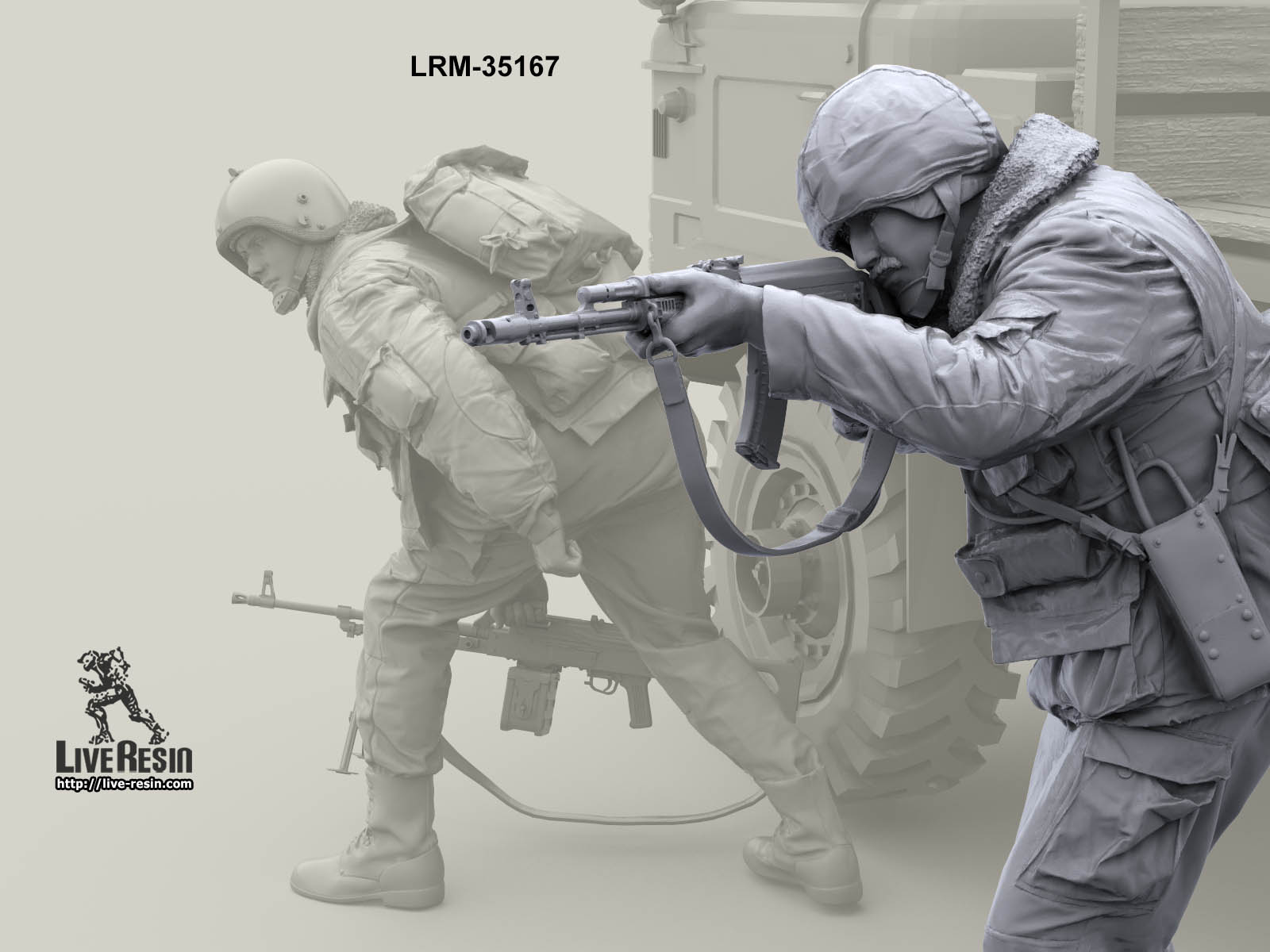 LRM35167 Военнослужащий ВВ, ведет огонь из автомата Live Resin