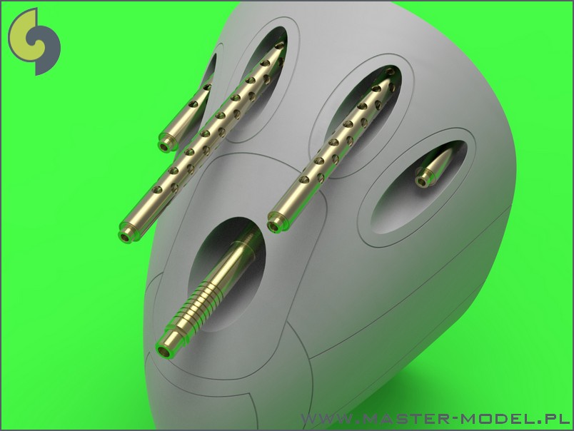 AM-32-086 P-38 Lightning - раннее вооружение (Браунинги 50-го калибра с просверленными охлаждающими кожухами и ранними и поздними 20-мм наконечниками пушек)