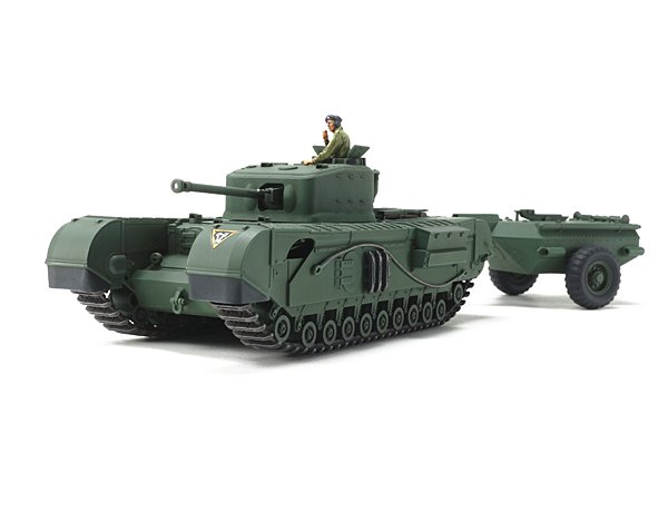 32594 1/48 английский танк BRITISH TANK CHURCHILL MK.VII Crocodile, с фигурой командира. Tamiya