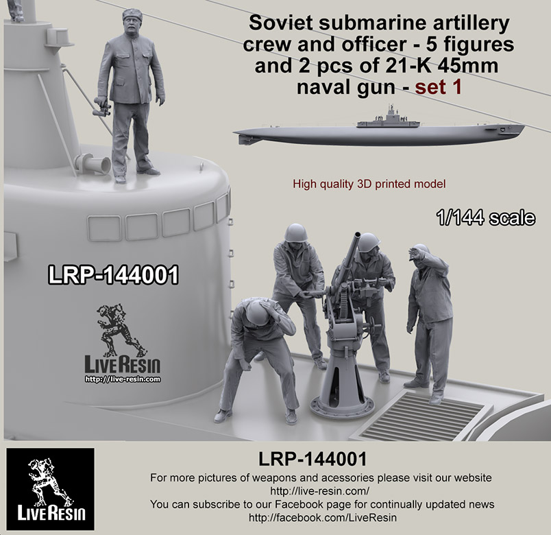 LRP144001 Моряки подводники. Артиллерийский расчет 45мм пушки 21-К и командир. Пять фигур и два варианта пушки