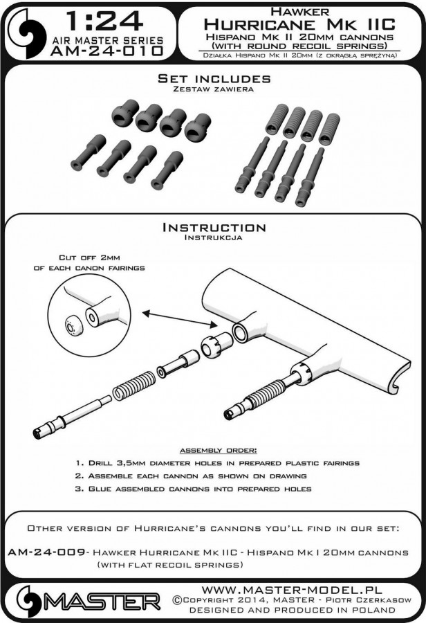AM-24-010 Hawker Hurricane Mk IIC - 20-мм пушки Hispano Mk II (с круглыми возвратными пружинами)