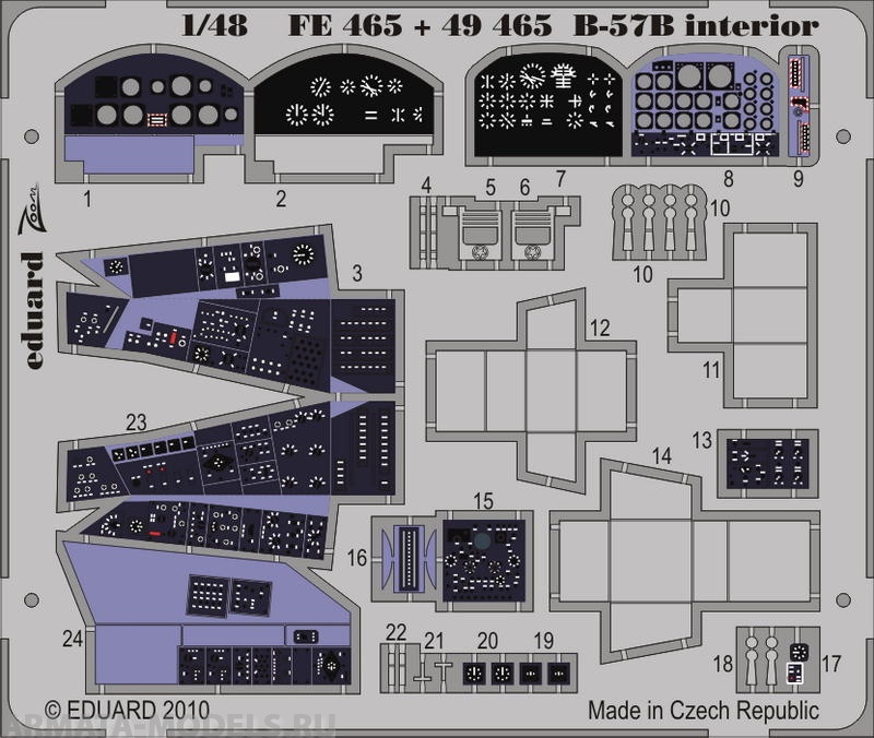 FE465 Фототравление цветной интерьер B-57B interior S.A.For AIRFIX  kit