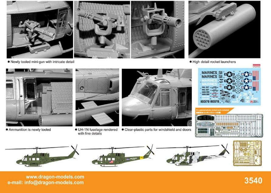 3540Д Вертолет UH-1N GUNSHIP Dragon