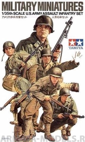35192T Американские пехотинцы (6 фигур) в форме М1941 и М1943 с различным оружием в атаке Tamiya