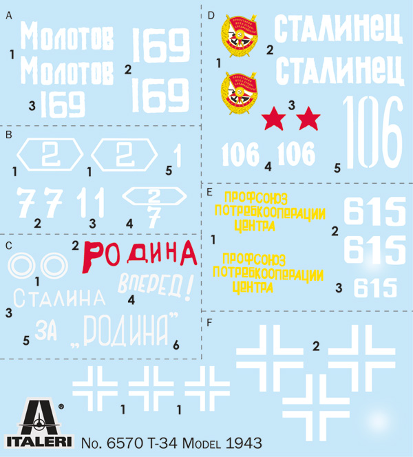 6570ИТ Танк Т-34/76 мод.43 (10013160/011122/3526709, ИТАЛИЯ) Italeri