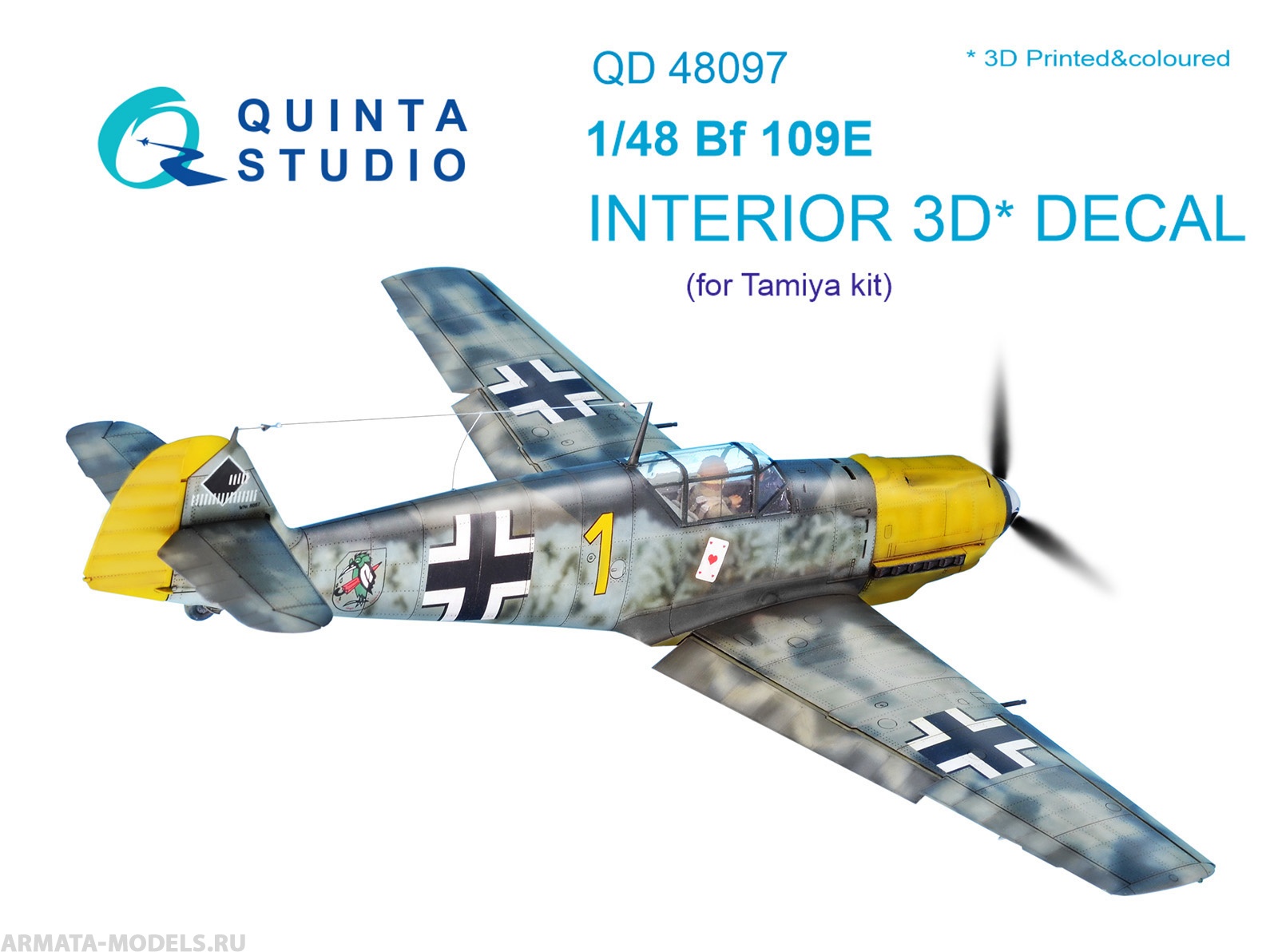 QD48097 3D Декаль интерьера кабины Bf 109E (для модели Tamiya)