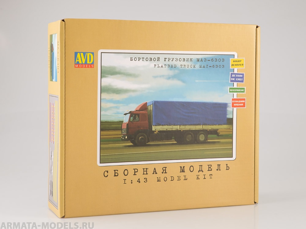 1170KIT Сборная модель МАЗ-6303 бортовой с тентом AVD Models