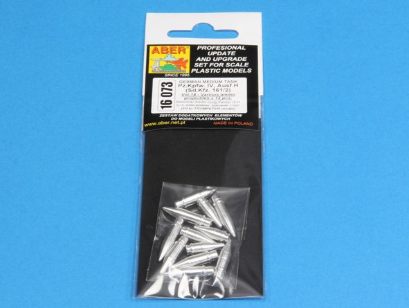 ABR-16 073  Дополнения для  Panzer IV various 7,5 cm  ammo projectiles x 12 pcs. для Trumpeter 1/16