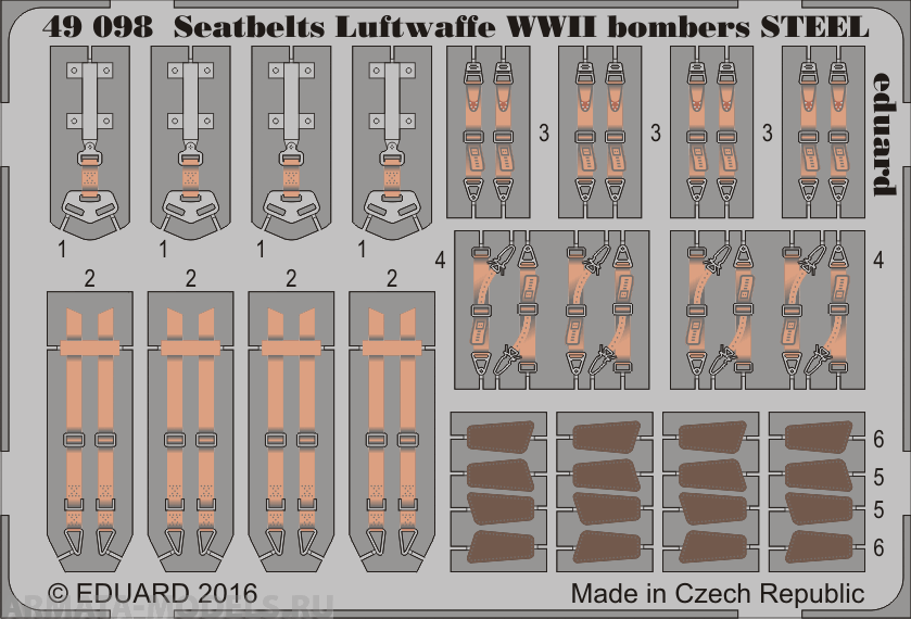 49098ED Комплект фототравления Seatbelts Luftwaffe WWII bombers STEEL