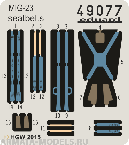 49077ED Комплект фототравления MiG-23 seatbelts FABRIC