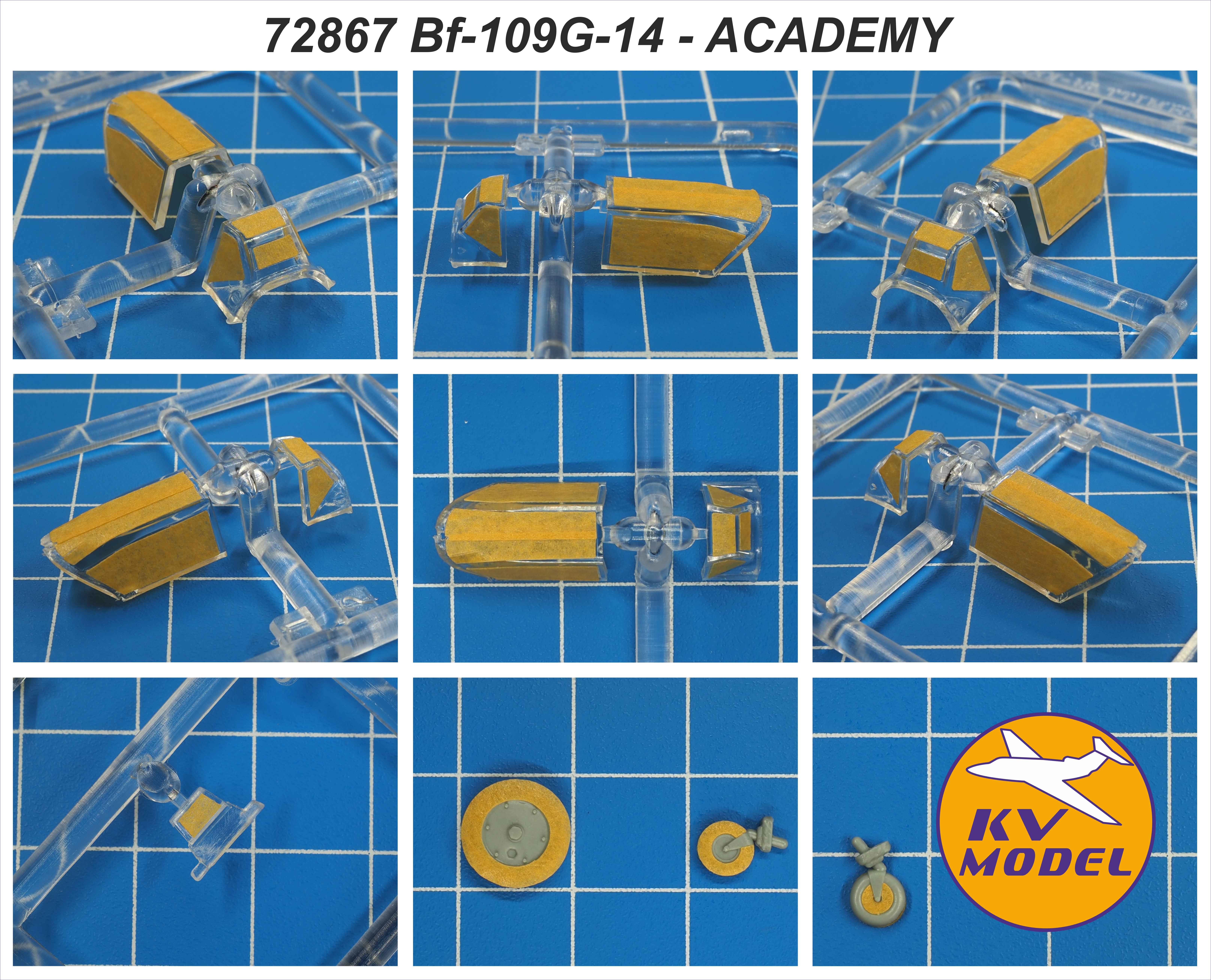 72867KV Окрасочная маска Messerschmitt Bf-109G-14 (ACADEMY #12454, #1670) + маски на диски и колеса