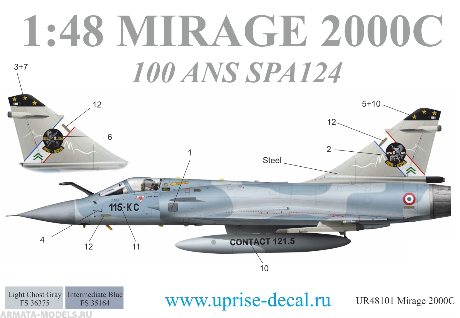 UR48101 Декали для Mirage 2000C 100-ans SPA124