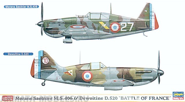 01941 Самолеты M.S.406 & D. 520 BATTLE Hasegawa