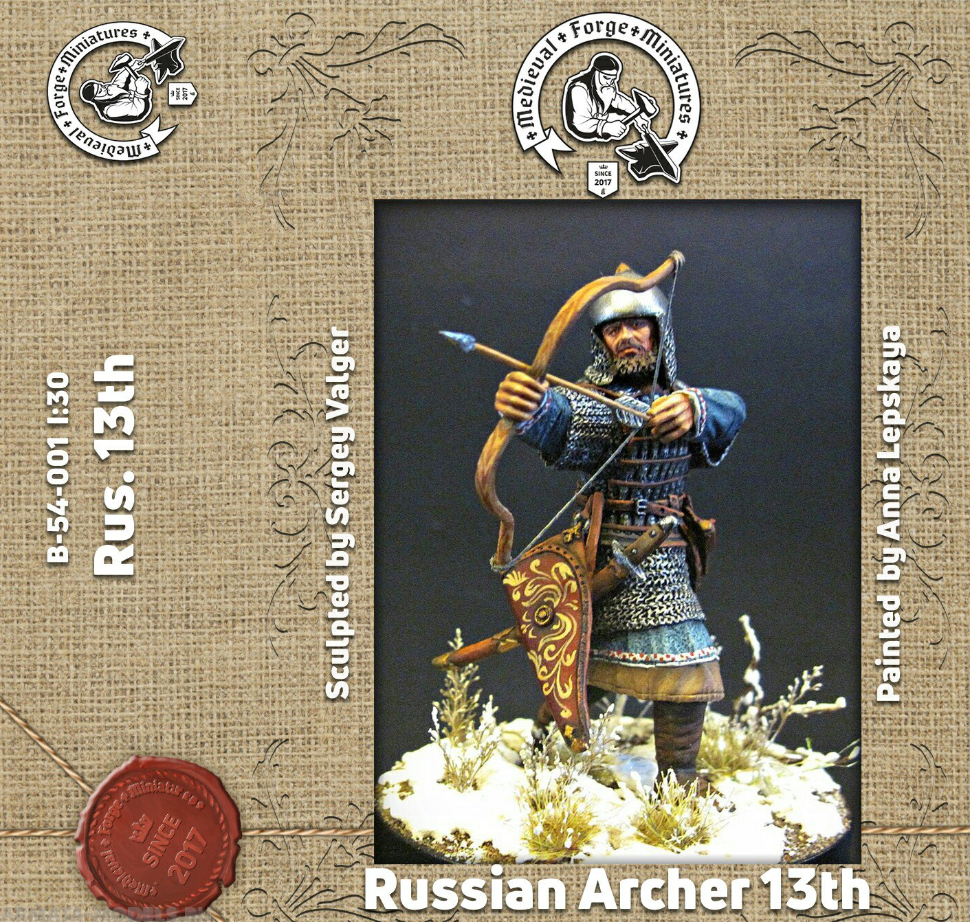 B-54-001 Фигура Лучник. Русь. 13 век 54мм Medieval Forge Miniatures
