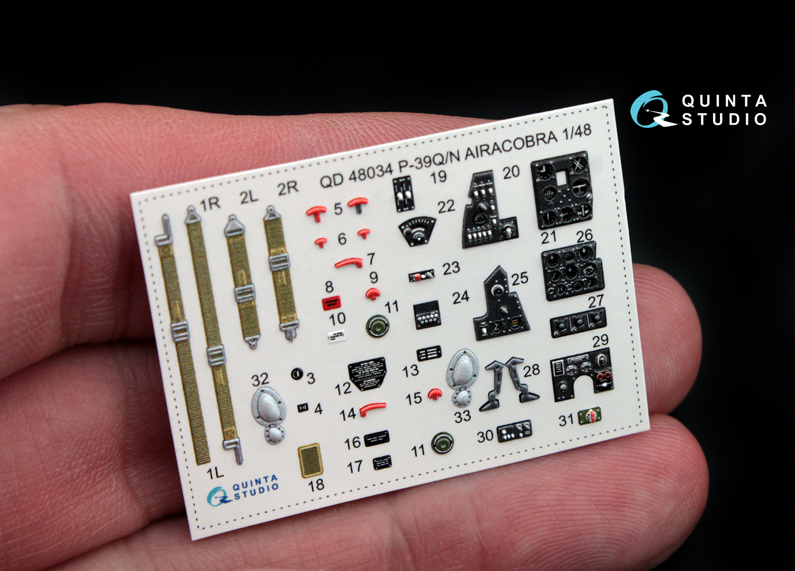 QD48034 1:48 3D Декаль интерьера кабины  P-39 (для модели Hasegawa)