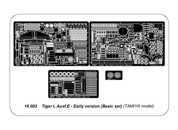 ABR-16-002  Дополнения для  Tiger I, Ausf.E – Early version (Basic set) для Tamiya 1/16