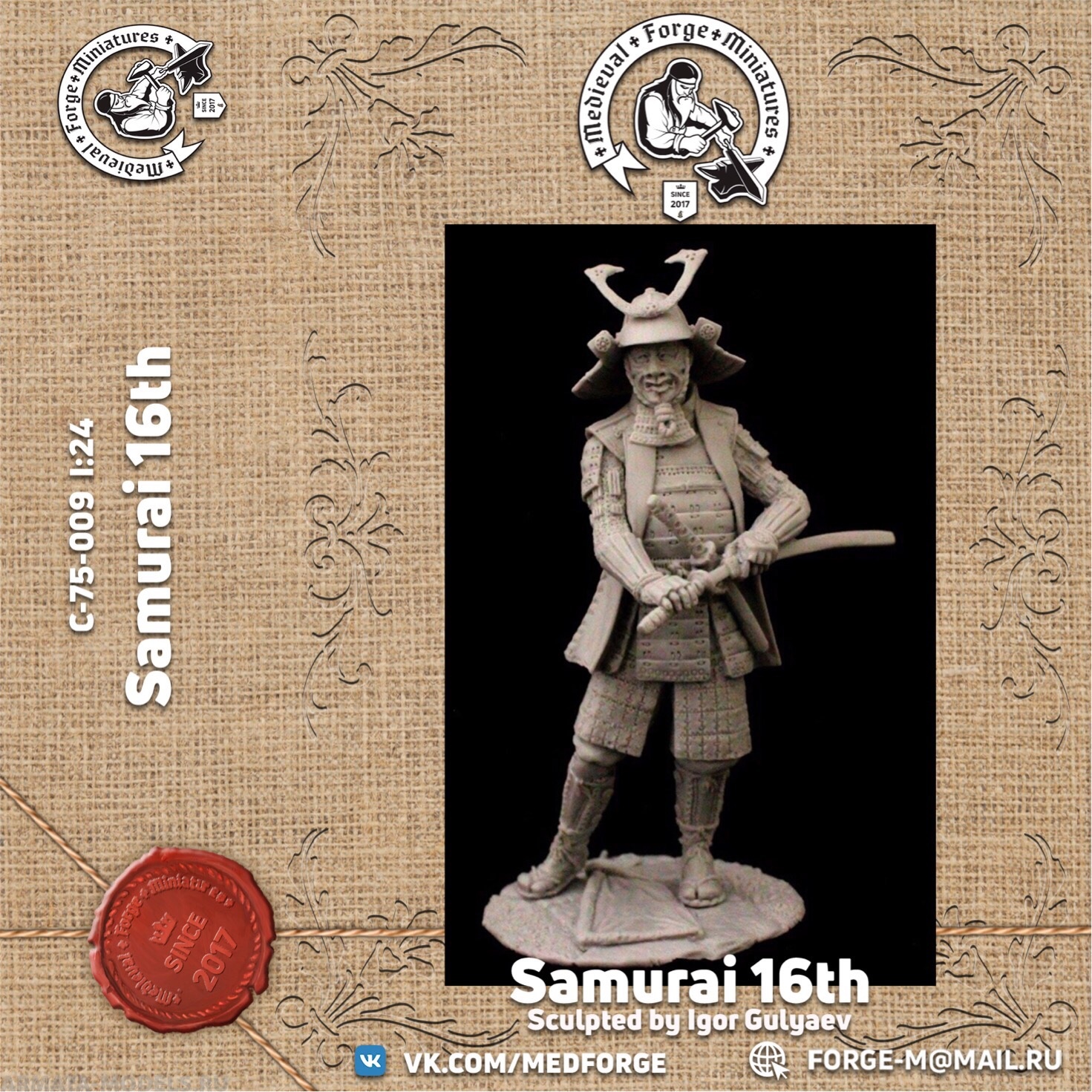 C-75-009 Фигура Самурай 75мм Medieval Forge Miniatures