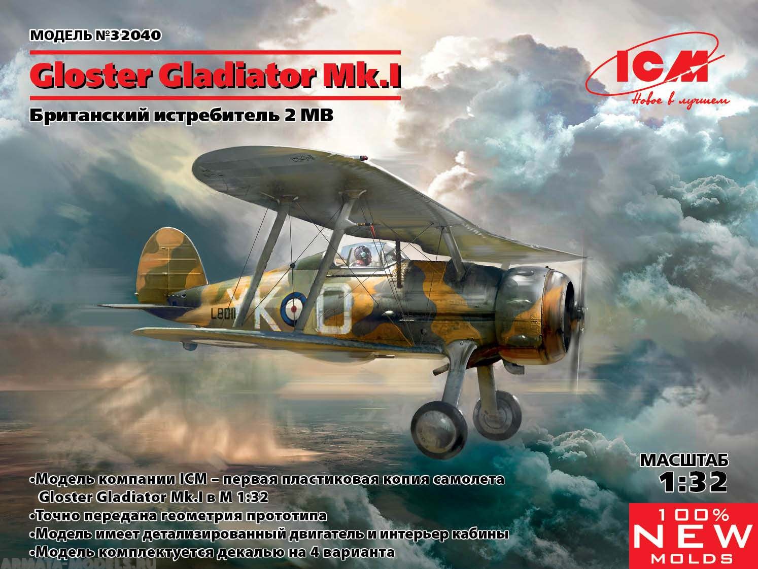 32040 Gloster Gladiator Mk.I, Британский истребитель IIМВ ICM