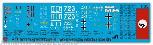 1091PED Декаль German tanks of the french campaign No 1