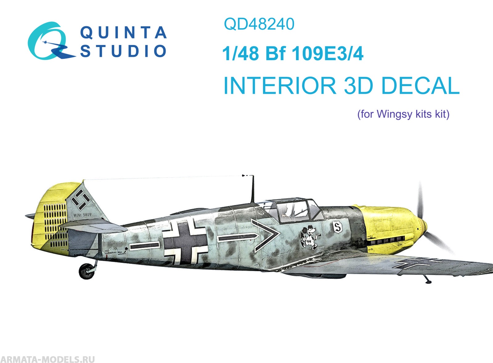 QD48240 3D Декаль интерьера кабины Bf 109E-3/4 (Wingsy kits)