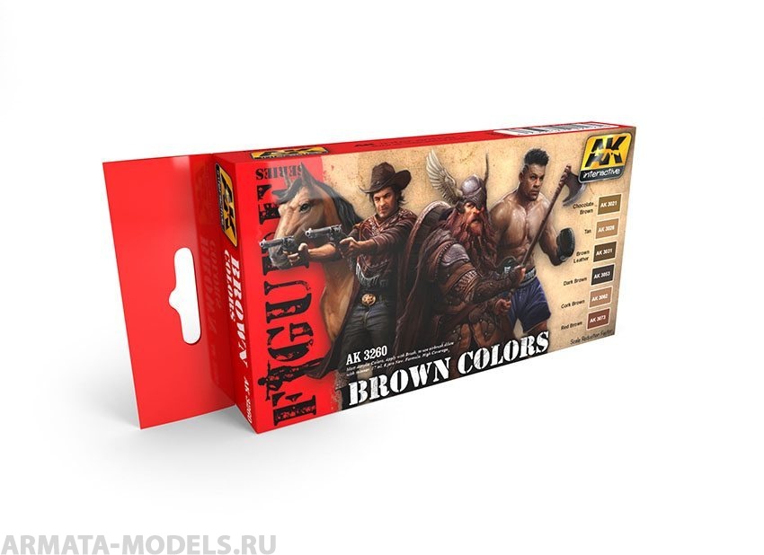 AK3260 Набор красок для росписи фигур BROWN COLORS