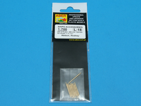 ABR-1:700-L-18  Дополнения для  Set of 9 pcs 406 mm  barrels for ships: Nelson, Rodney для  1/700