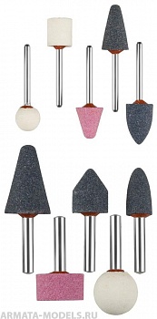 35998-H10 Набор Мастер: Абразивные минишарошки-насадки для гравера и дрели, хвостовик d 3,2мм, d 6мм