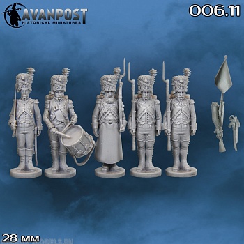006.11АП Французская линейная пехота: командная группа гренадер в шапках