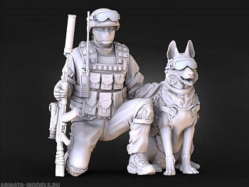 AM35744 Фигура воина РФ с собакой