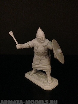 410ТБ Пеший русский дружинник с шестопером и щитом