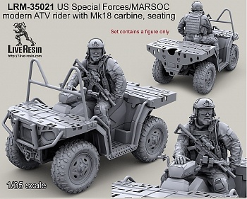 LRM35021 Боец Сил Специального Назначения США или МАРСОК США управляющий квадроциклом, современный, сидящий, с карабином Мк18